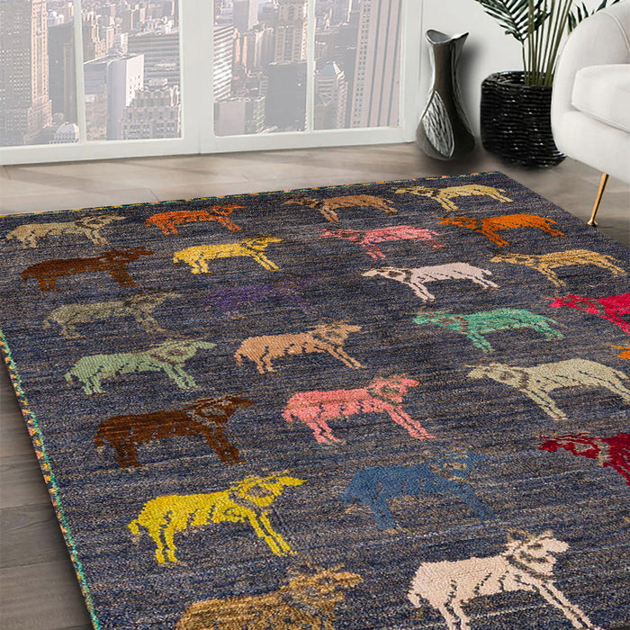 Abstract Burgundy Brown Modern Rug in Family Room, abs5340