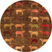 Round Abstract Orange Modern Rug, abs5340org