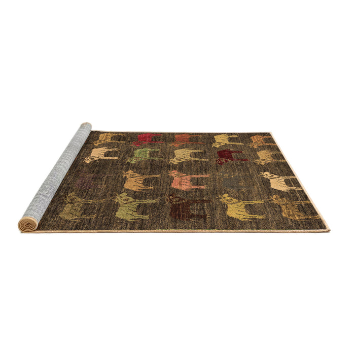 Sideview of Machine Washable Abstract Brown Modern Rug, wshabs5340brn