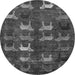 Round Machine Washable Abstract Gray Modern Rug, wshabs5340gry