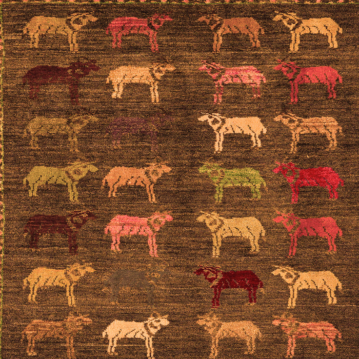 Square Abstract Orange Modern Rug, abs5340org