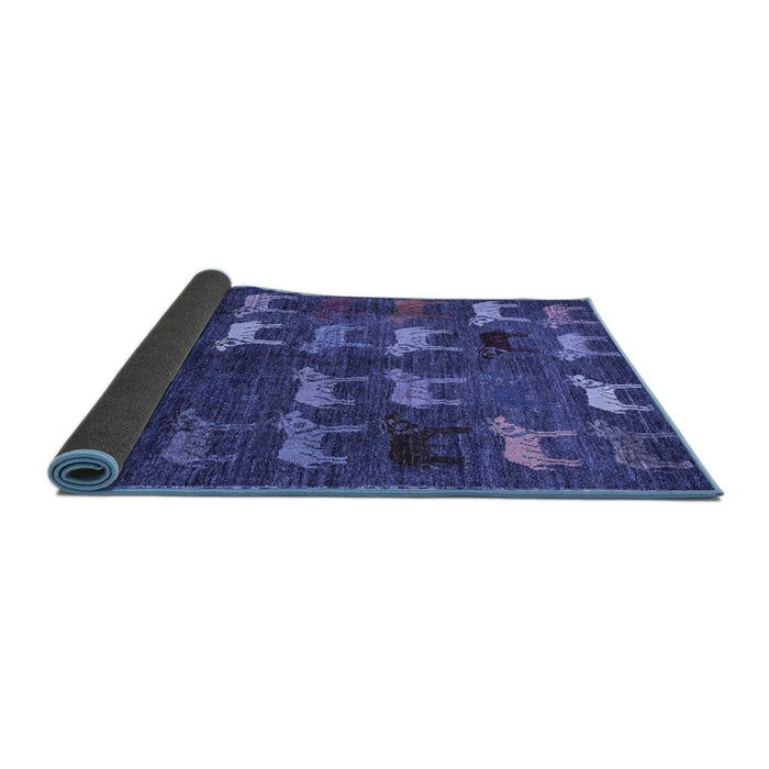 Sideview of Abstract Blue Modern Rug, abs5340blu