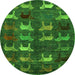 Round Abstract Green Modern Rug, abs5340grn