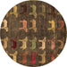 Round Abstract Brown Modern Rug, abs5340brn