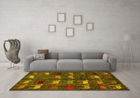 Machine Washable Abstract Yellow Modern Rug, wshabs5340yw