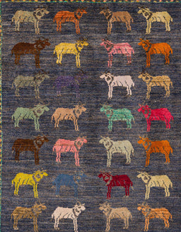 Abstract Burgundy Brown Modern Rug, abs5340
