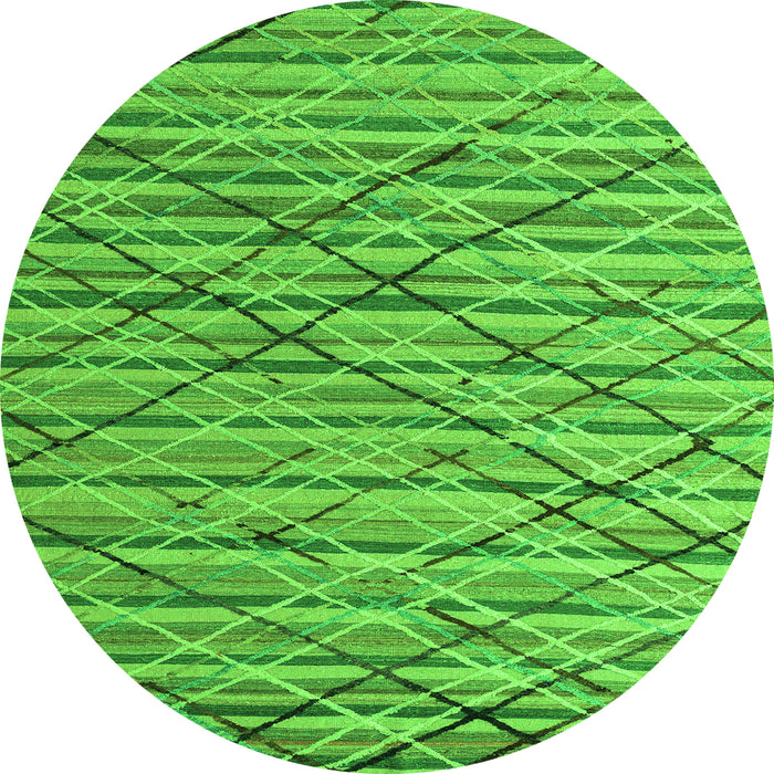 Round Machine Washable Abstract Green Modern Area Rugs, wshabs5341grn
