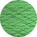 Round Machine Washable Abstract Emerald Green Modern Area Rugs, wshabs5341emgrn