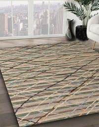 Abstract Light French Beige Brown Modern Rug, abs5341