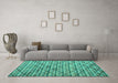 Machine Washable Abstract Turquoise Modern Area Rugs in a Living Room,, wshabs5341turq