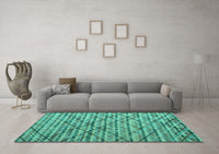 Machine Washable Abstract Turquoise Modern Rug, wshabs5341turq