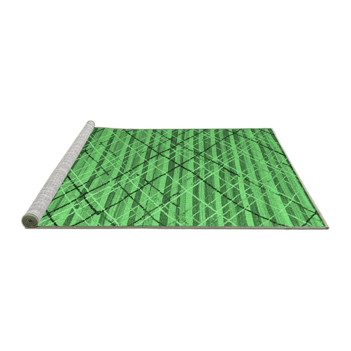 Sideview of Machine Washable Abstract Emerald Green Modern Area Rugs, wshabs5341emgrn