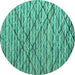 Round Abstract Turquoise Modern Rug, abs5341turq