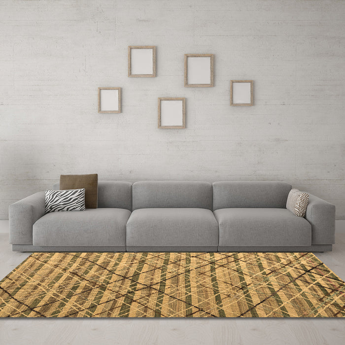 Machine Washable Abstract Brown Modern Rug in a Living Room,, wshabs5341brn