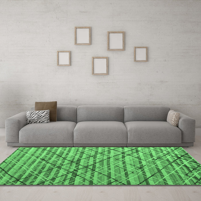 Machine Washable Abstract Emerald Green Modern Area Rugs in a Living Room,, wshabs5341emgrn