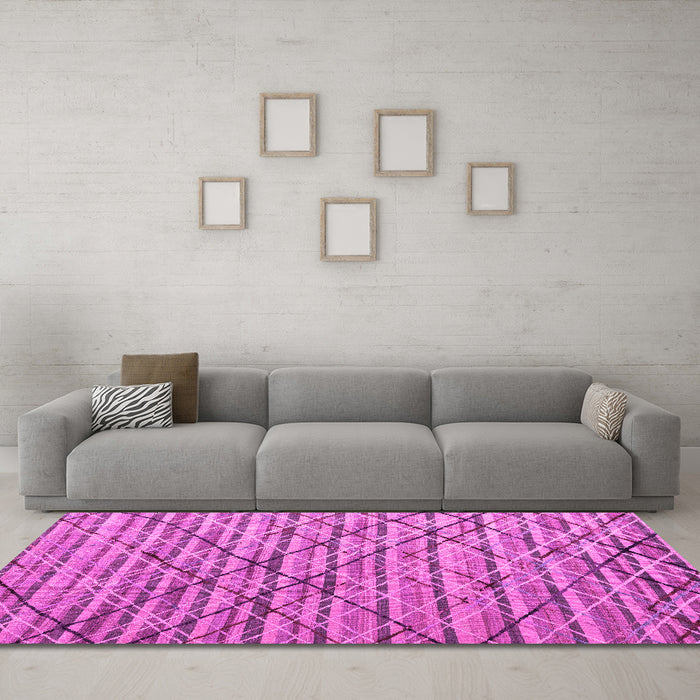 Machine Washable Abstract Pink Modern Rug in a Living Room, wshabs5341pnk