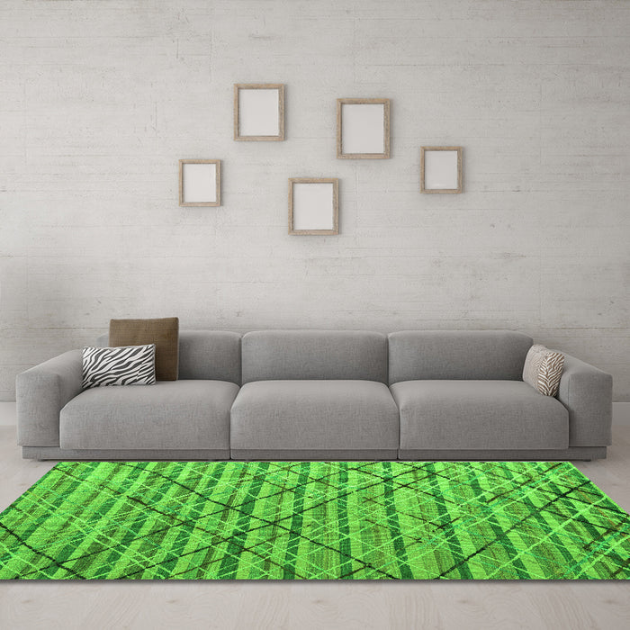 Machine Washable Abstract Green Modern Area Rugs in a Living Room,, wshabs5341grn