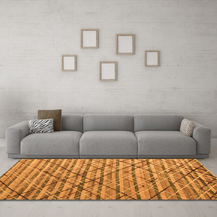 Machine Washable Abstract Orange Modern Area Rugs in a Living Room, wshabs5341org