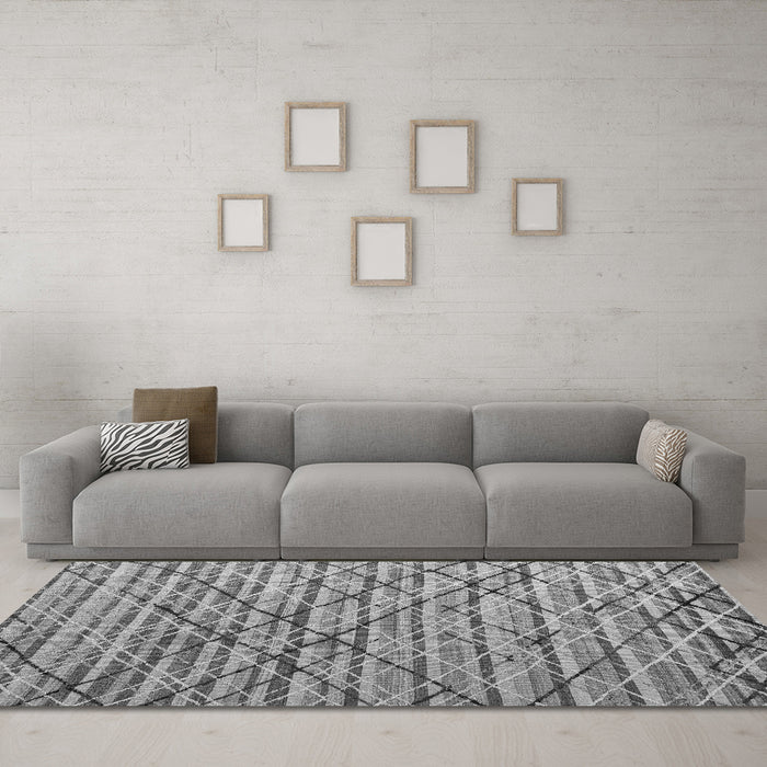 Machine Washable Abstract Gray Modern Rug in a Living Room,, wshabs5341gry