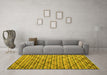 Machine Washable Abstract Yellow Modern Rug in a Living Room, wshabs5341yw