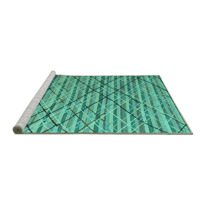 Sideview of Machine Washable Abstract Turquoise Modern Area Rugs, wshabs5341turq