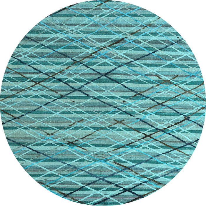Round Abstract Light Blue Modern Rug, abs5341lblu