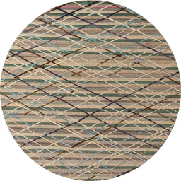 Round Machine Washable Abstract Light French Beige Brown Rug, wshabs5341