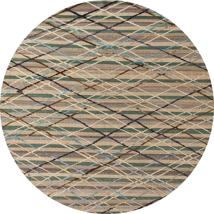 Round Machine Washable Abstract Light French Beige Brown Rug, wshabs5341