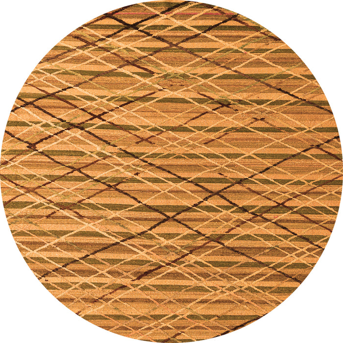 Round Machine Washable Abstract Orange Modern Area Rugs, wshabs5341org