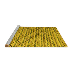 Sideview of Machine Washable Abstract Yellow Modern Rug, wshabs5341yw