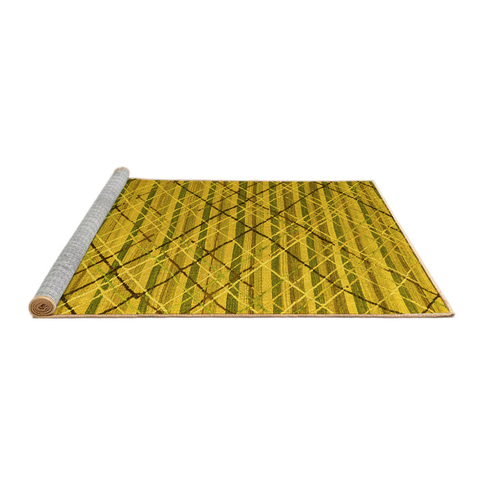 Sideview of Machine Washable Abstract Yellow Modern Rug, wshabs5341yw