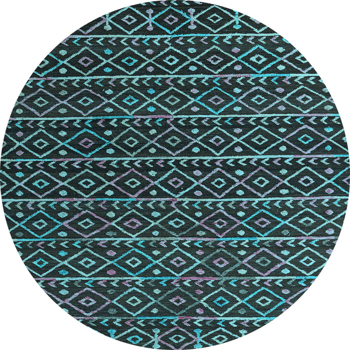 Round Machine Washable Abstract Light Blue Modern Rug, wshabs5342lblu