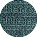 Round Machine Washable Abstract Light Blue Modern Rug, wshabs5342lblu