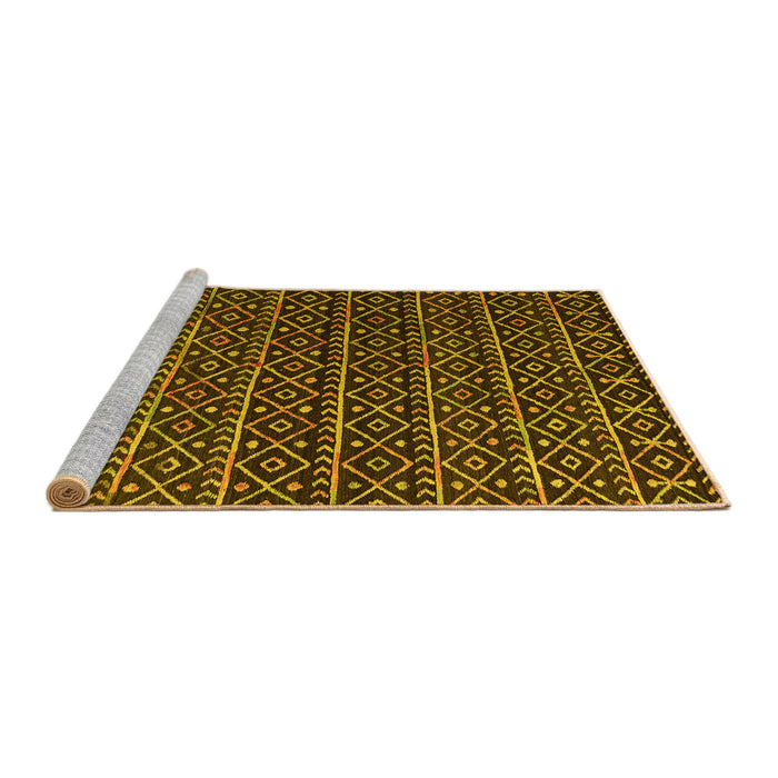 Sideview of Machine Washable Abstract Yellow Modern Rug, wshabs5342yw