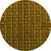 Round Abstract Yellow Modern Rug, abs5342yw