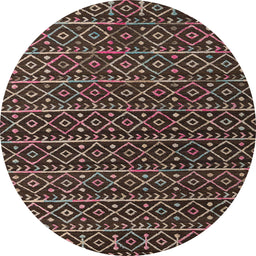 Round Abstract Red Modern Rug, abs5342