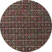 Round Abstract Red Modern Rug, abs5342