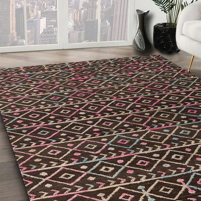 Machine Washable Abstract Night Red Rug in a Family Room, wshabs5342