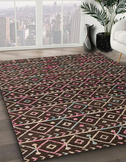 Abstract Red Modern Rug in Family Room, abs5342