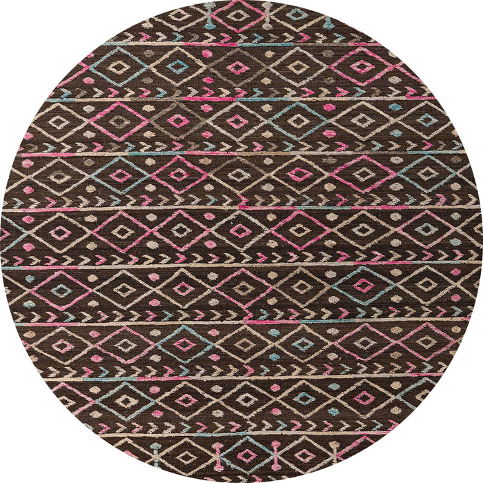 Round Machine Washable Abstract Night Red Rug, wshabs5342