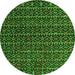 Round Machine Washable Abstract Green Modern Area Rugs, wshabs5342grn