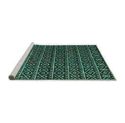 Sideview of Machine Washable Abstract Turquoise Modern Area Rugs, wshabs5342turq
