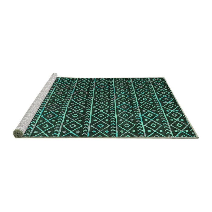 Sideview of Machine Washable Abstract Turquoise Modern Area Rugs, wshabs5342turq