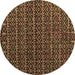 Round Abstract Brown Modern Rug, abs5342brn