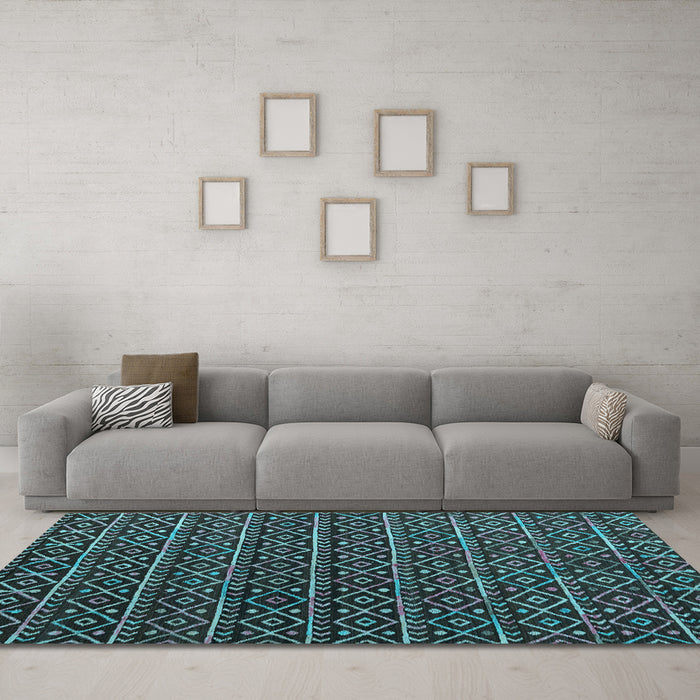 Machine Washable Abstract Light Blue Modern Rug in a Living Room, wshabs5342lblu