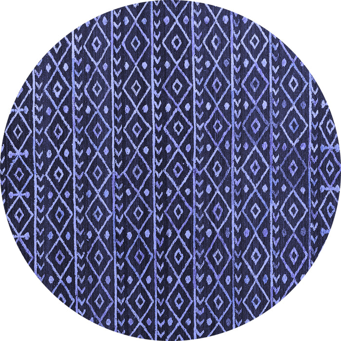 Round Abstract Blue Modern Rug, abs5342blu