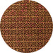 Round Machine Washable Abstract Orange Modern Area Rugs, wshabs5342org