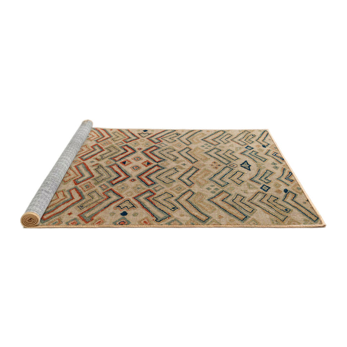 Sideview of Machine Washable Abstract Brown Sugar Brown Rug, wshabs5343