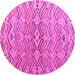 Round Machine Washable Abstract Pink Modern Rug, wshabs5343pnk