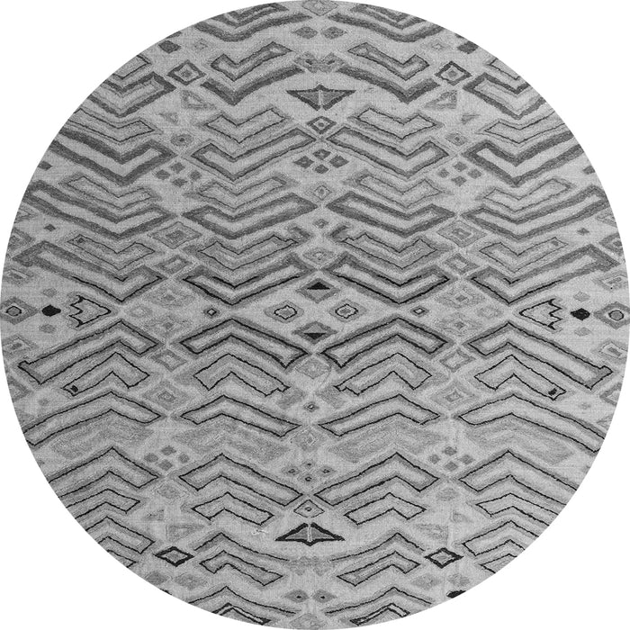 Round Machine Washable Abstract Gray Modern Rug, wshabs5343gry
